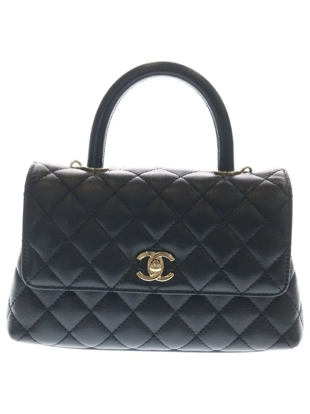 Chanel Coco Handle XS Quilted Caviar Leather 2-Way Hand Chain Shoulder Bag Gold